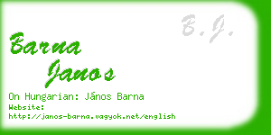 barna janos business card